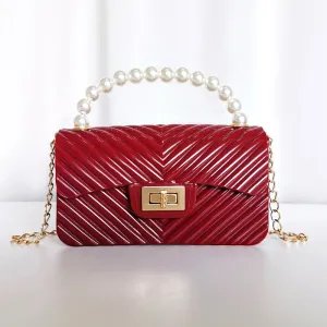 Pearl Handle Jelly Hand Bag For Women Sling Bags For Kids and Girls #22