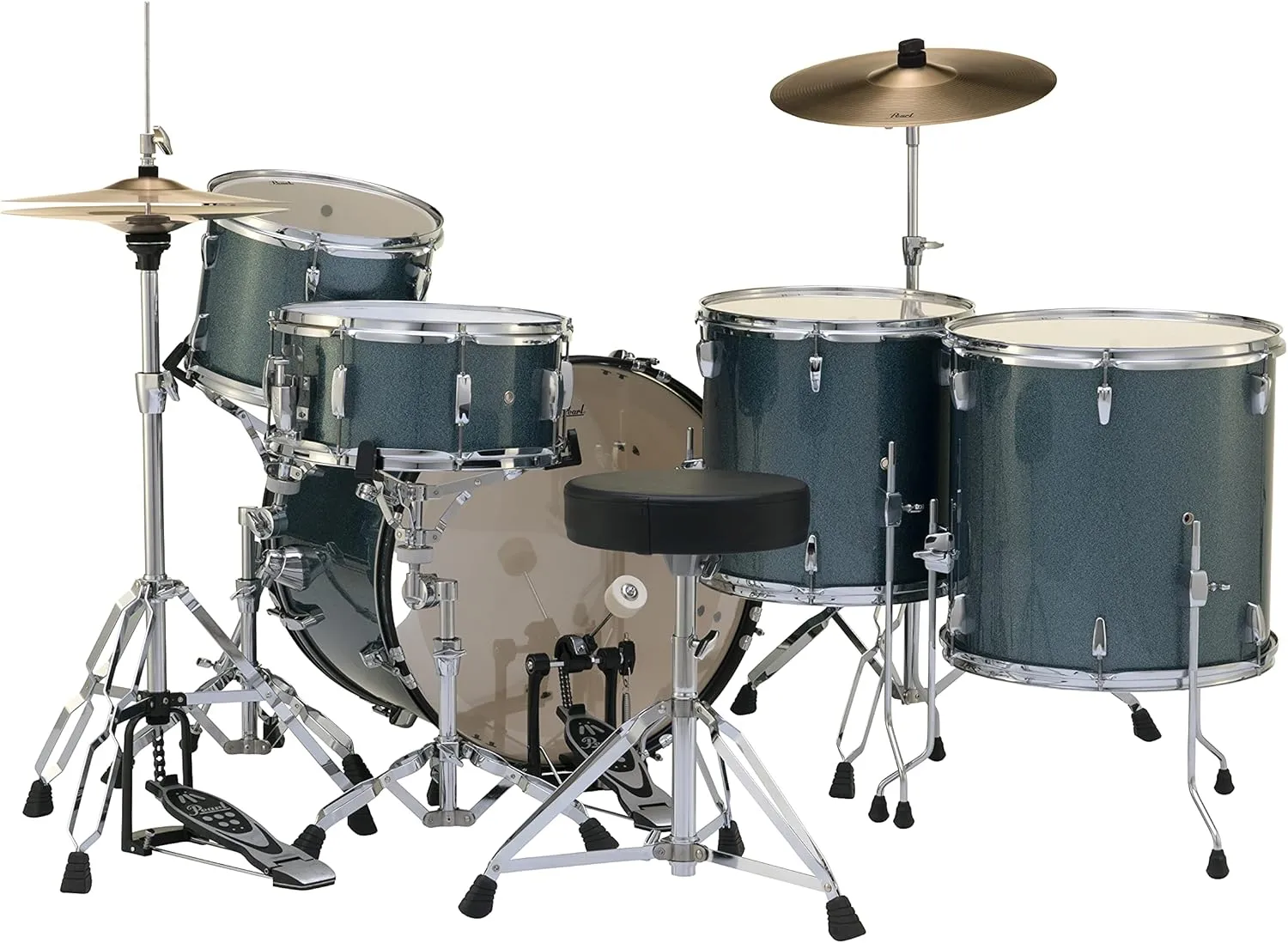 Pearl Roadshow 5 Piece Complete Rock Kit Drum Set with Hardware and Cymbals (RS525WFC/C703)