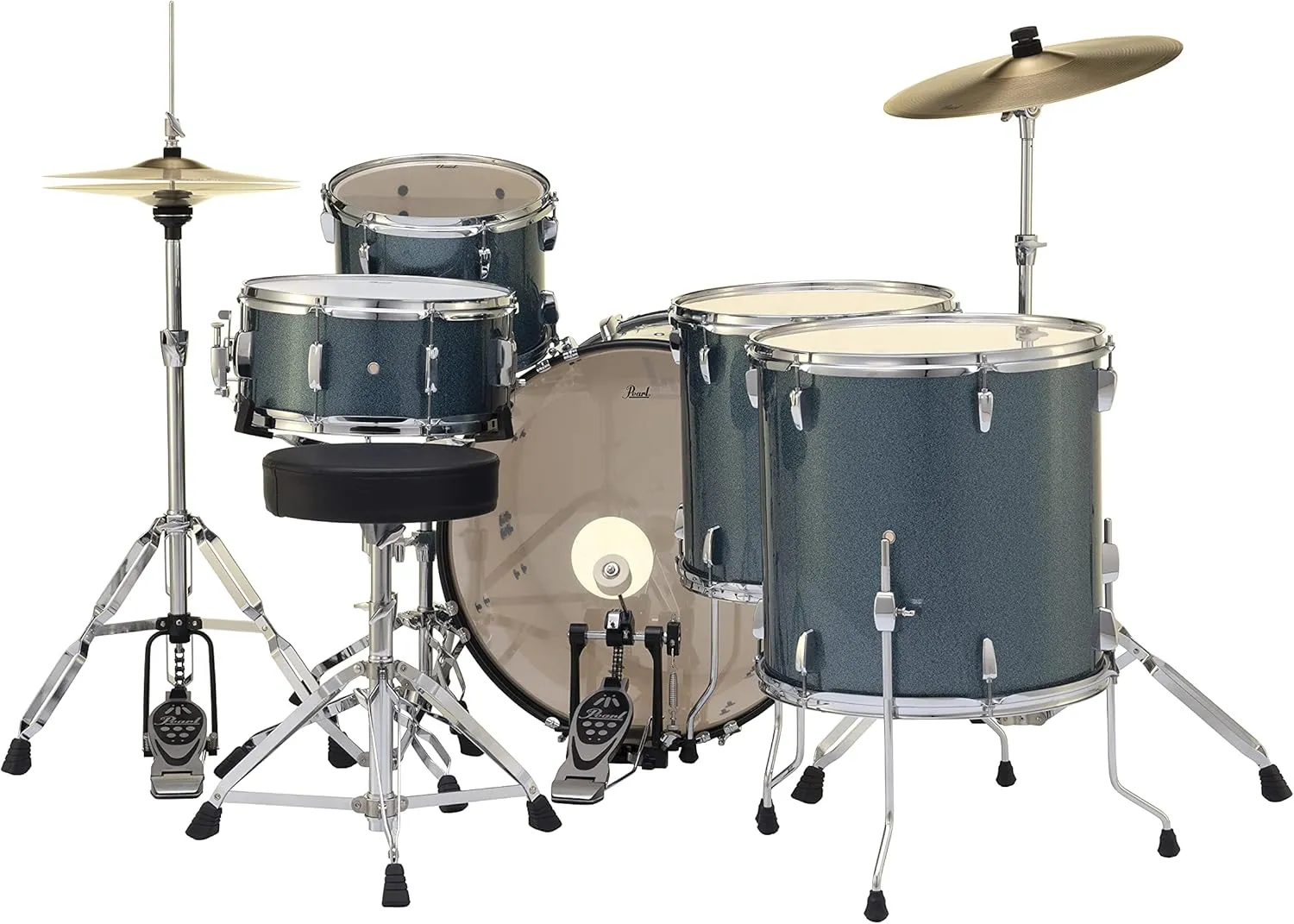 Pearl Roadshow 5 Piece Complete Rock Kit Drum Set with Hardware and Cymbals (RS525WFC/C703)