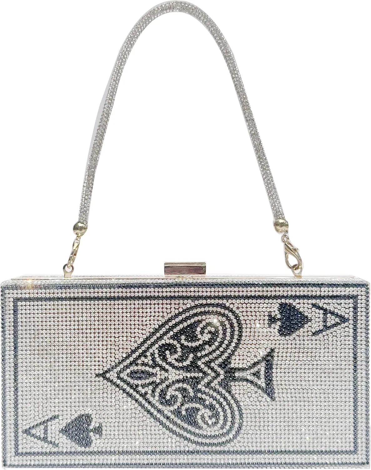 pearl&she Diamond Women Evening Handbags Purse Minaudiere Clutch Bag,Stack of Cash Dollars Crystal Clutch Purses