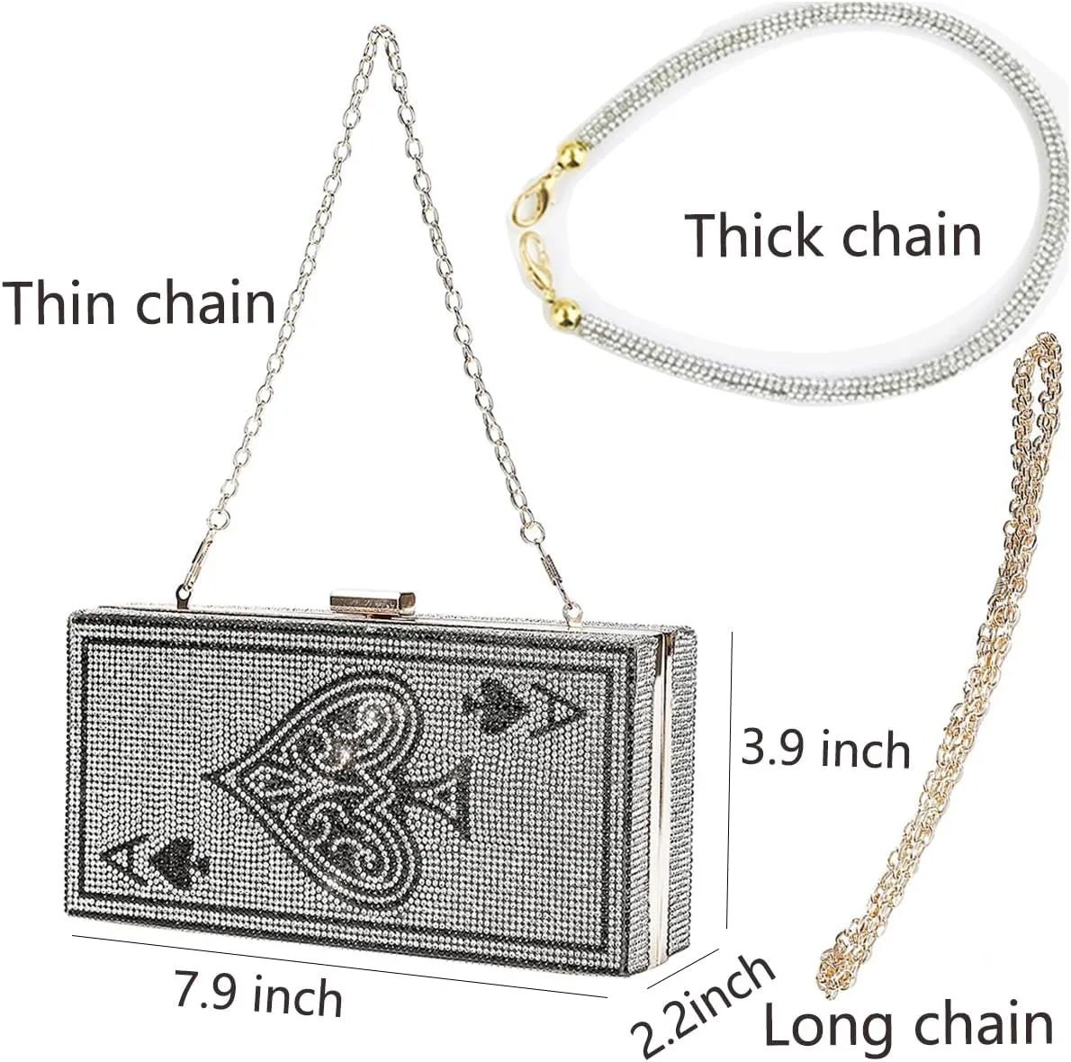 pearl&she Diamond Women Evening Handbags Purse Minaudiere Clutch Bag,Stack of Cash Dollars Crystal Clutch Purses