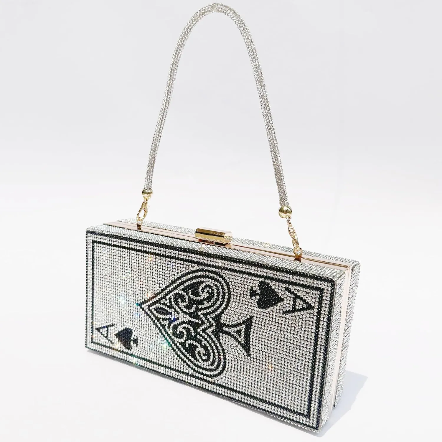 pearl&she Diamond Women Evening Handbags Purse Minaudiere Clutch Bag,Stack of Cash Dollars Crystal Clutch Purses