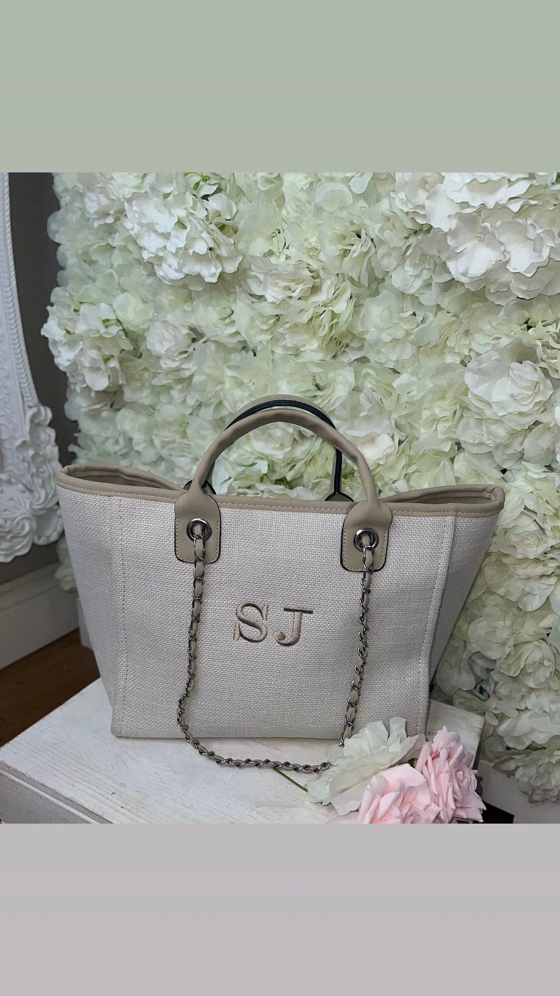 Personalised Bag - Tote Medium BEIGE Embroidered Don't miss it Retro-inspired Canvas