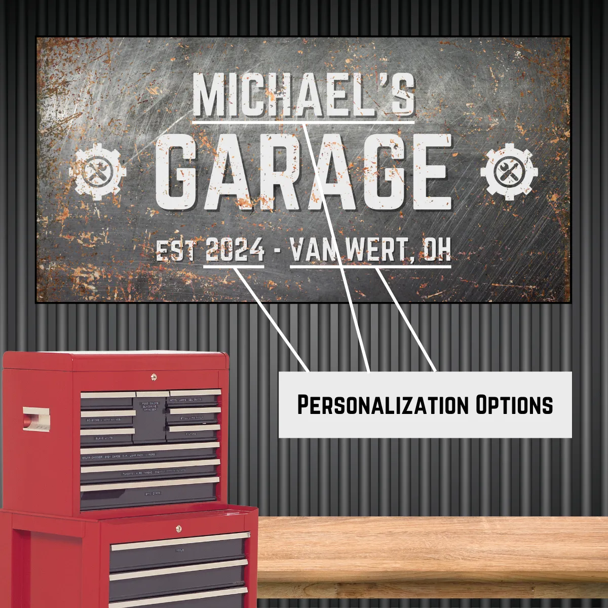 Personalized Distressed Industrial Garage Canvas