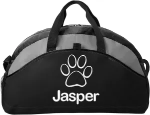 Personalized Dog Duffel Bag, Paw Print, Pet Lover Gift, Custom Pet Bag with Monogrammed Name, Black