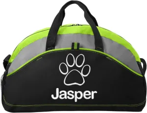 Personalized Dog Duffel Bag, Paw Print, Pet Lover Gift, Custom Pet Bag with Monogrammed Name, Lime