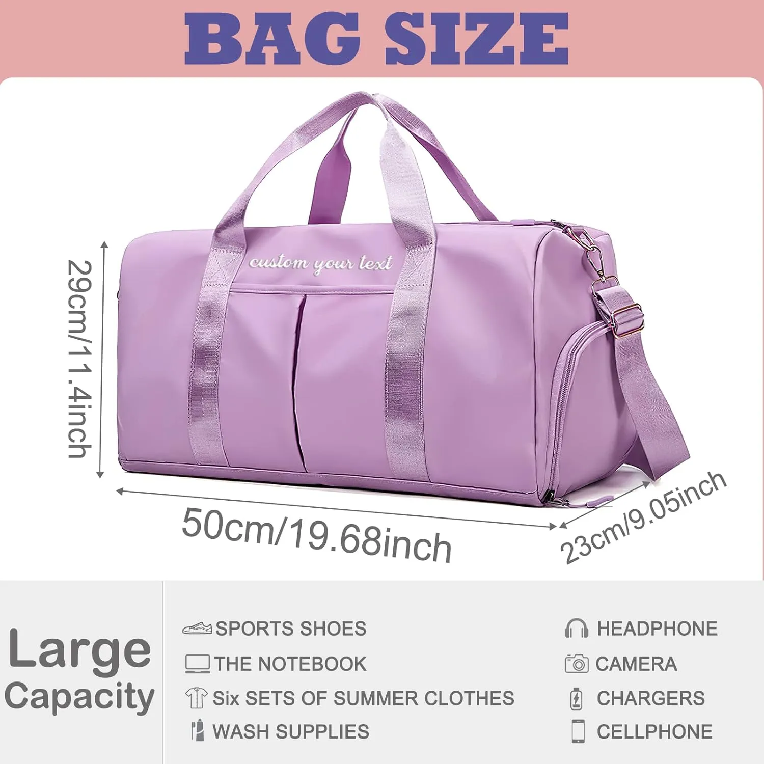 Personalized Duffel Bag for Travel with Name Custom Gym Bag Embroidered Weekender Bags Customized Overnight Bag for Women Men