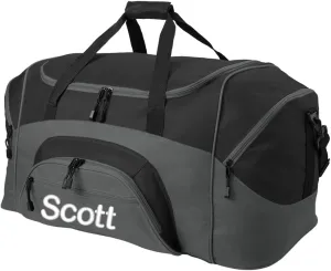 Personalized Large Duffel Bag, Football, Soccer, Basketball, Baseball Duffle Bag, Athlete Gift, Sport Bag, Embroidered Name, Black/Dark Charcoal