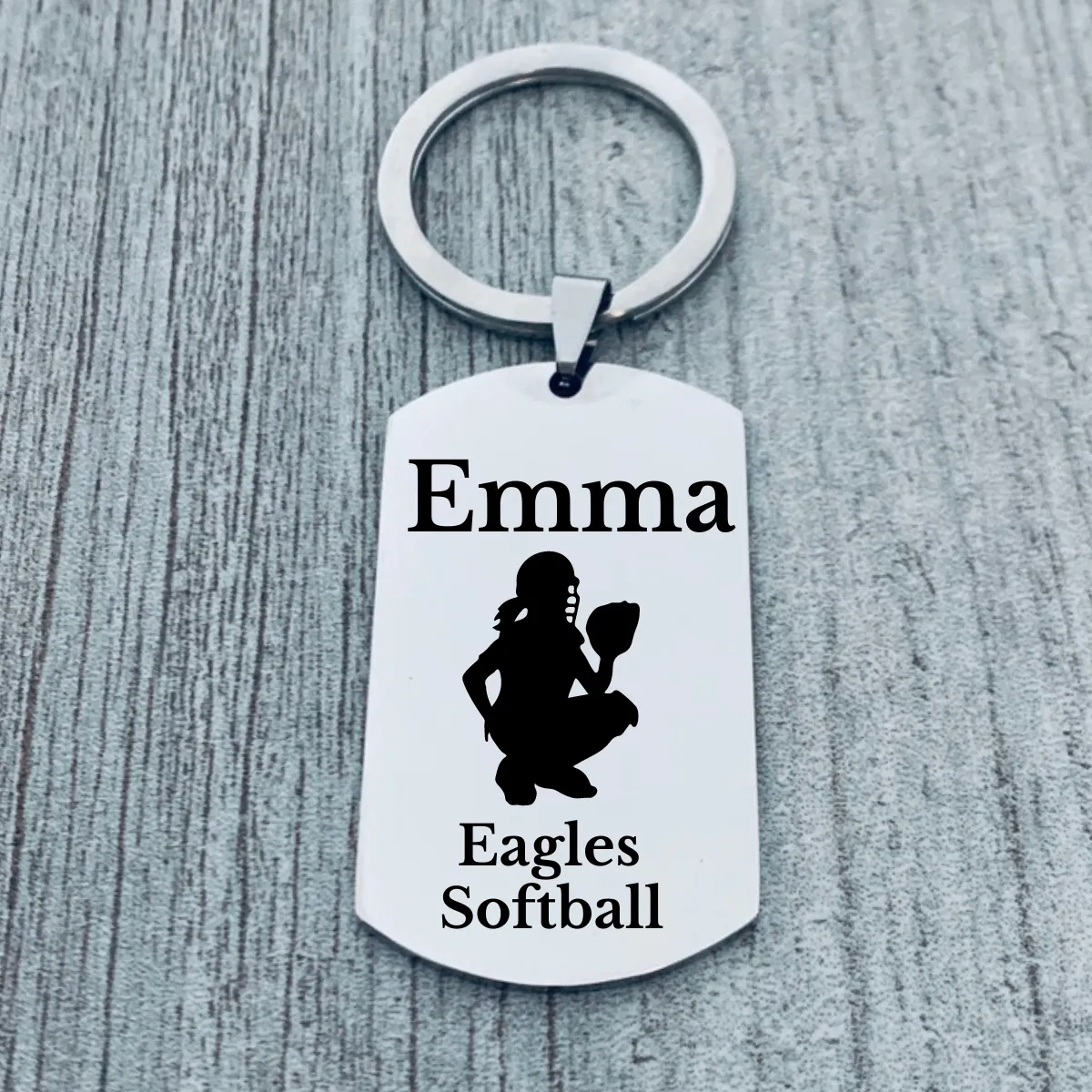 Personalized Softball Dog Tag Keychain