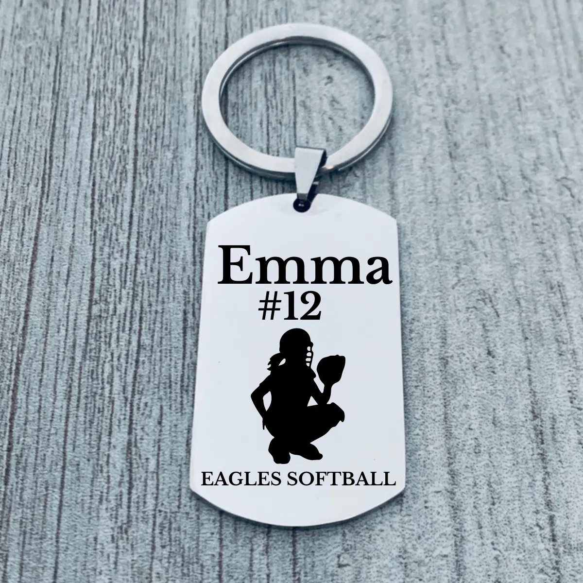 Personalized Softball Dog Tag Keychain