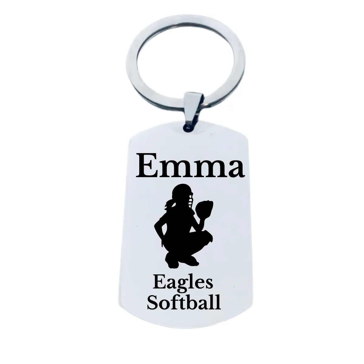 Personalized Softball Dog Tag Keychain