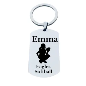 Personalized Softball Dog Tag Keychain