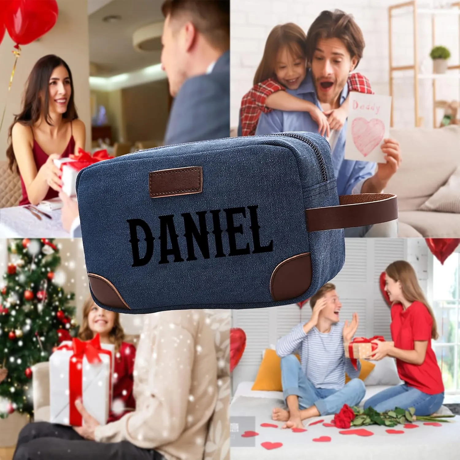 Personalized Toiletry Bag for Men Custom Embroidered Name Toiletry Bag Canvas Shower Bag Gift for Father Befriend