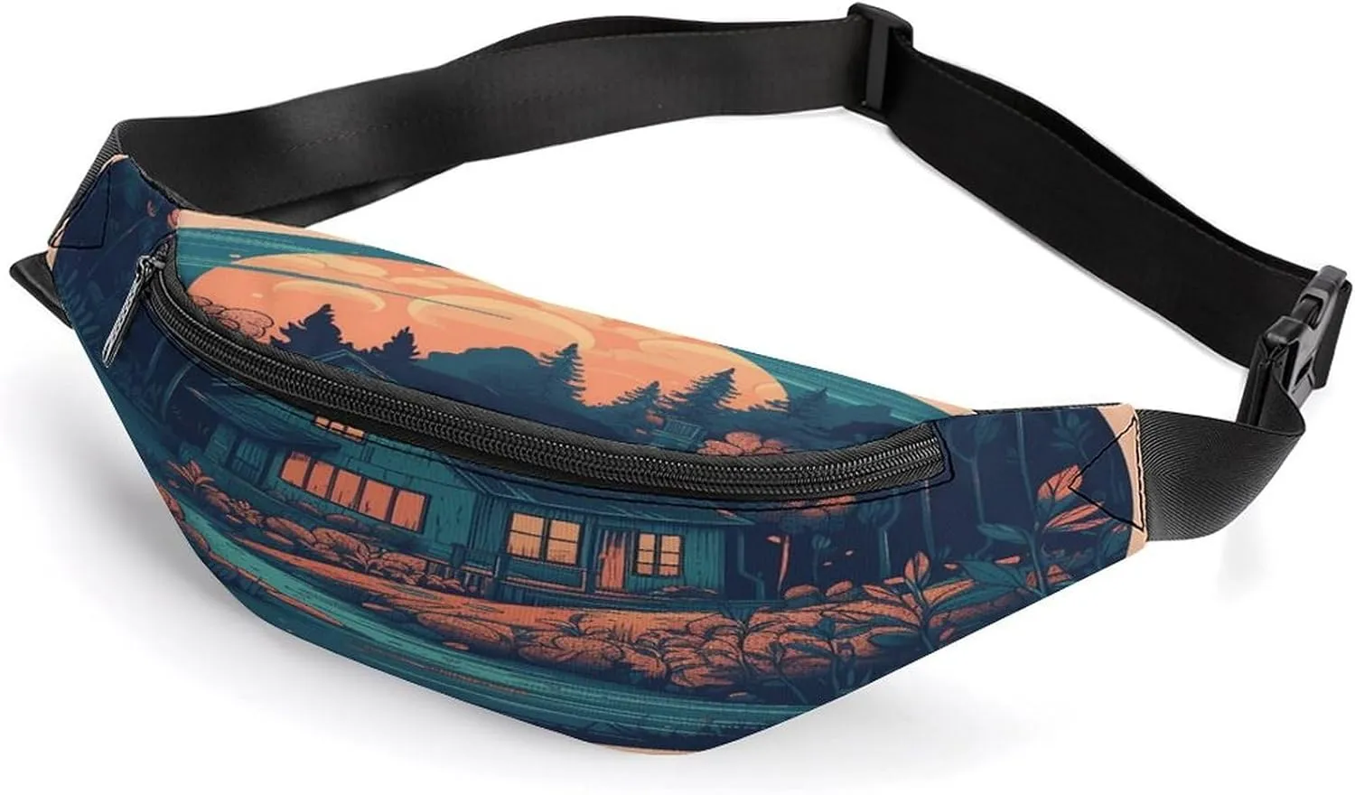Personalized Waist Packs with Adjustable Strap,Lakeside House CrossBody Fanny Pack Casual Bag for Travel Sports Running Hiking