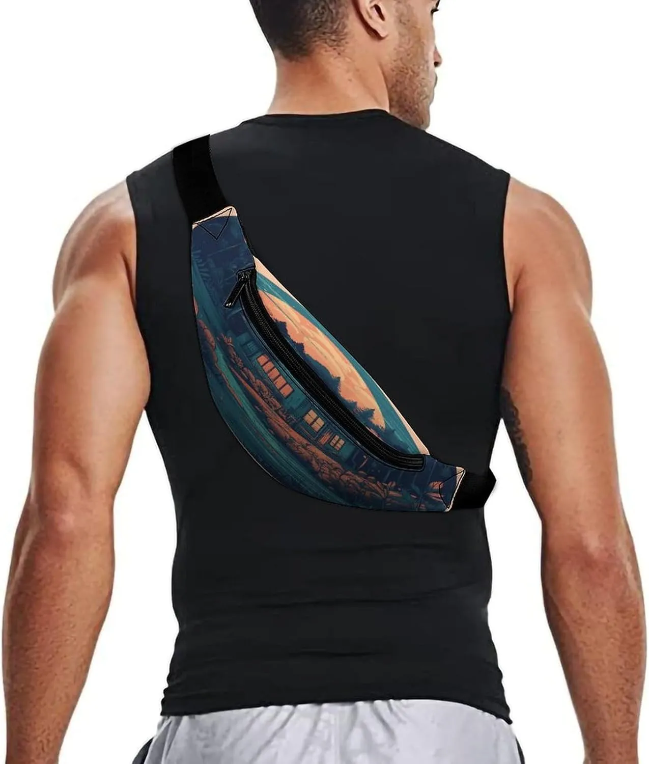 Personalized Waist Packs with Adjustable Strap,Lakeside House CrossBody Fanny Pack Casual Bag for Travel Sports Running Hiking