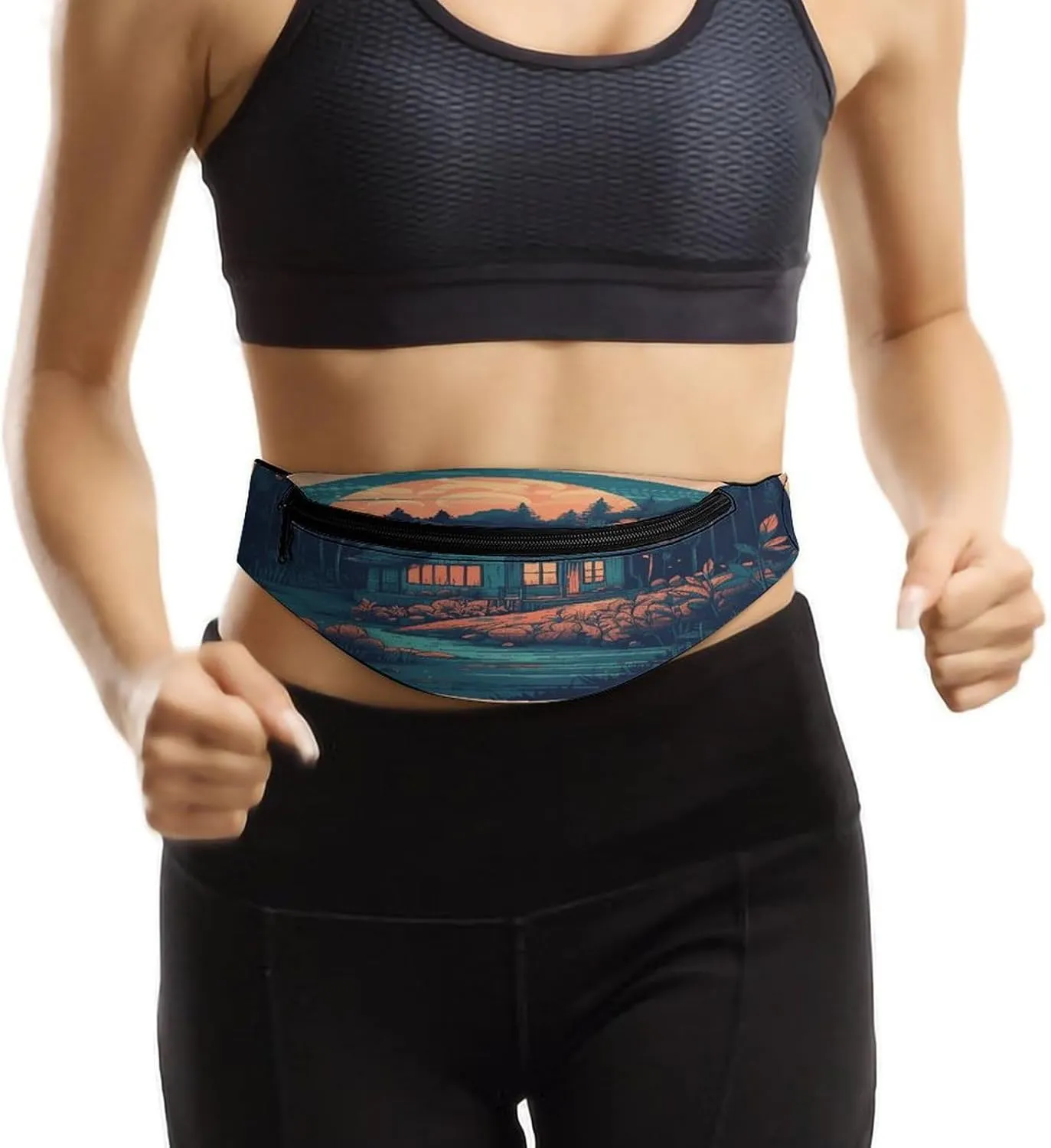 Personalized Waist Packs with Adjustable Strap,Lakeside House CrossBody Fanny Pack Casual Bag for Travel Sports Running Hiking