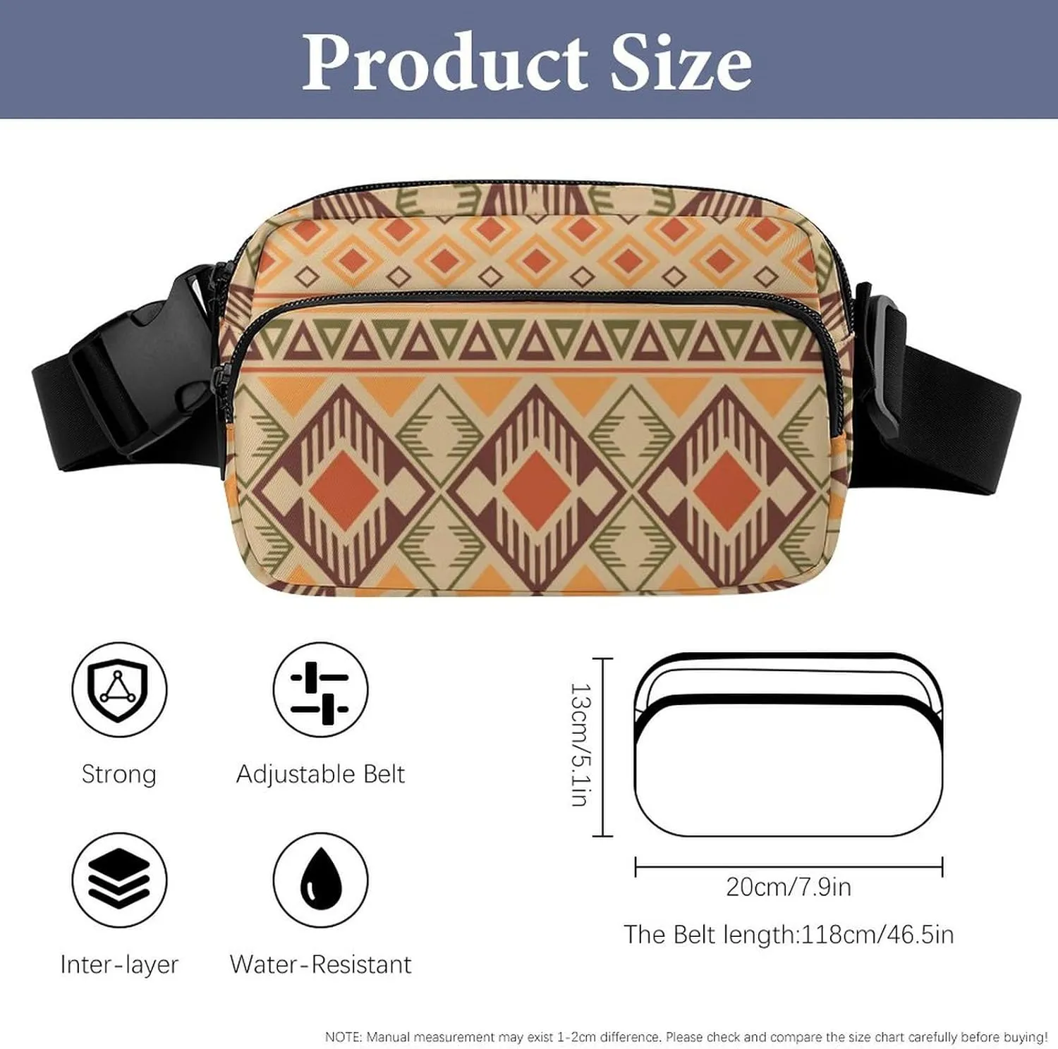 Peruvian American Indian Pattern Unisex Fashion Fanny Pack Crossbody Bag Suitable for Traveling, Hiking, Daily Life, 20x13cm, style-19-4