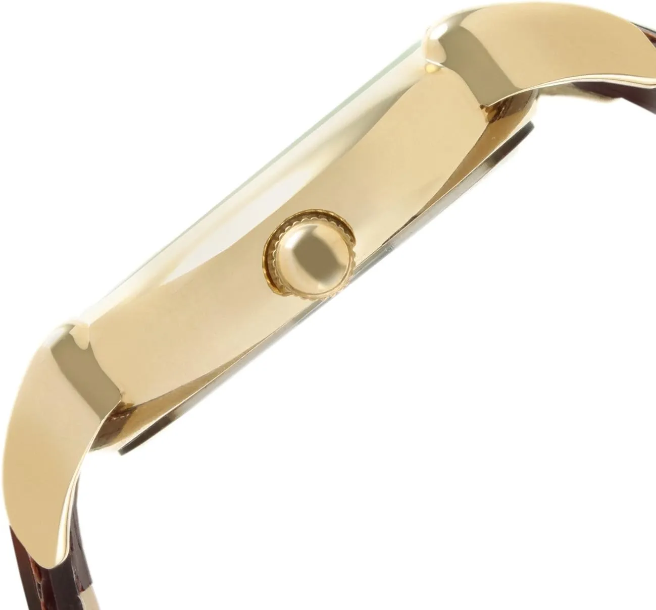 Peugeot Men's 14k Gold Plated Vintage Leather Dress Watch