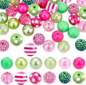 PH PandaHall 50pcs Pen Beads 20mm Chunk 12 Styles Bubblegum Acrylic Large Striped Pearl Loose for Wedding Garland Mother Jewelry Bracelet Pen Bag Chain Making