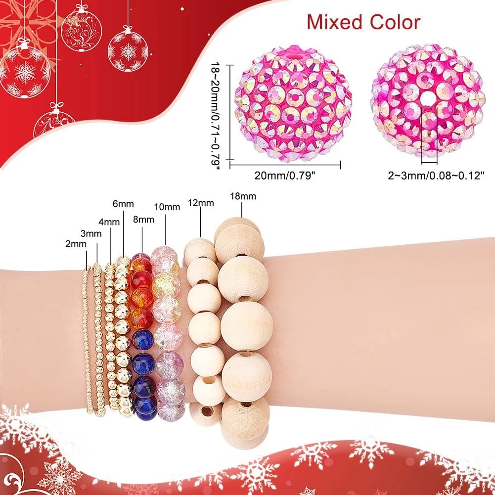 PH PandaHall 50pcs Pen Beads 20mm Chunk 12 Styles Bubblegum Acrylic Large Striped Pearl Loose for Wedding Garland Mother Jewelry Bracelet Pen Bag Chain Making
