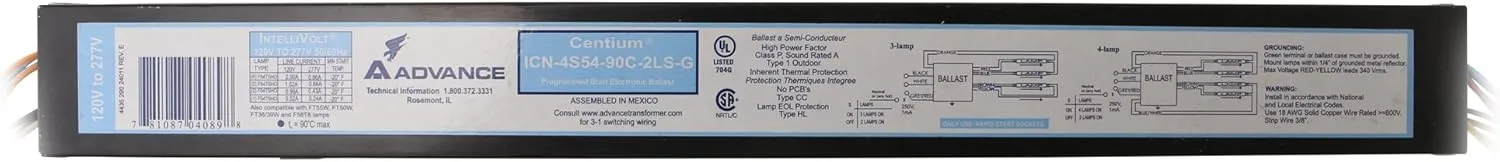 Philips Advance ICN4S5490C2LSG 4 Lamp T5 Ballast (4 54WT5/HO) 120-277V