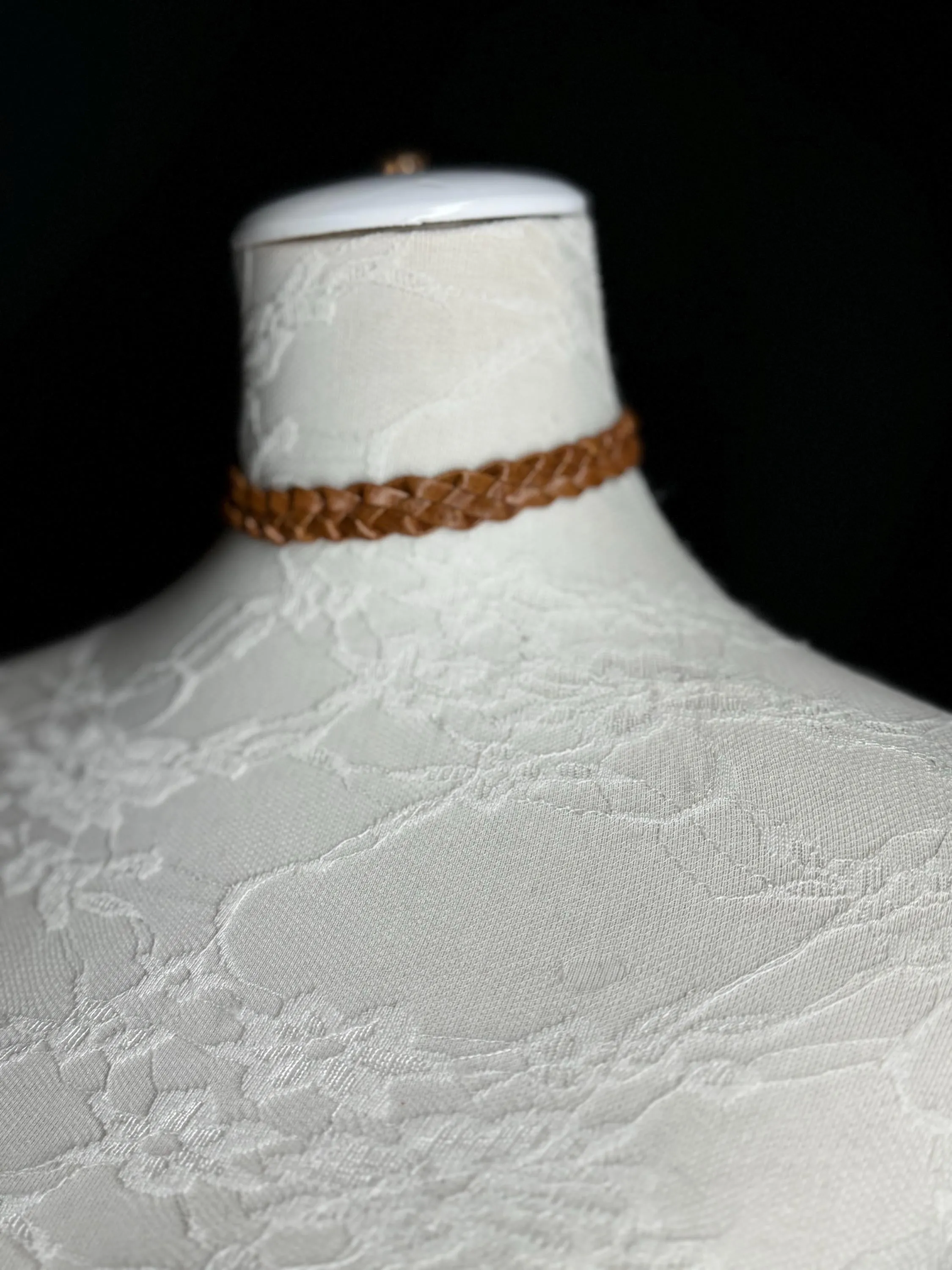 Plaited Tan Choker, Choker Necklace, Distressed Vegan choker, Handmade, Tan Colour Choker, Festival, Elegant, Unsual, Exclusive FAN Design