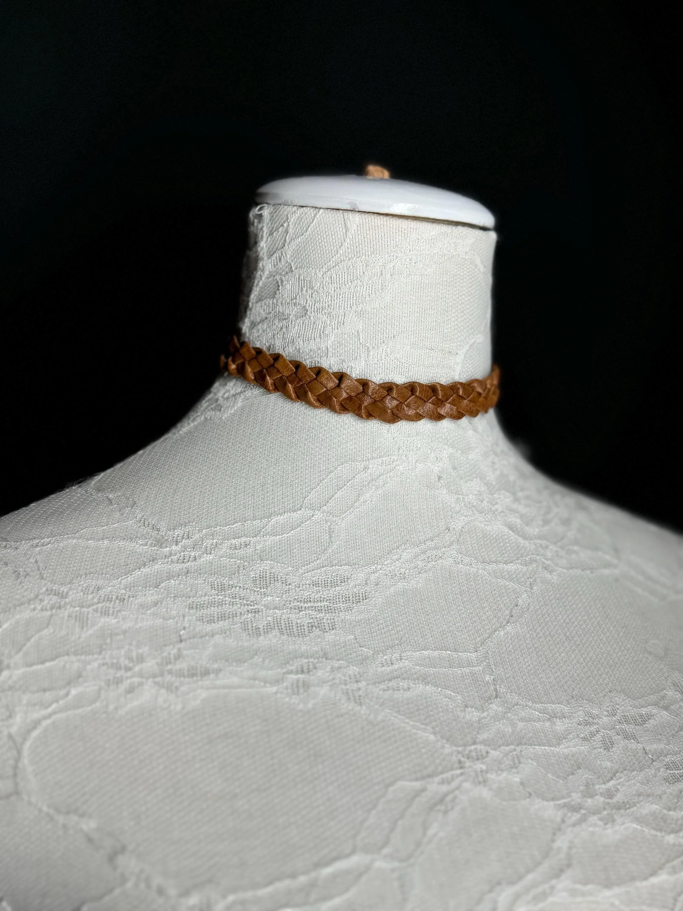 Plaited Tan Choker, Choker Necklace, Distressed Vegan choker, Handmade, Tan Colour Choker, Festival, Elegant, Unsual, Exclusive FAN Design
