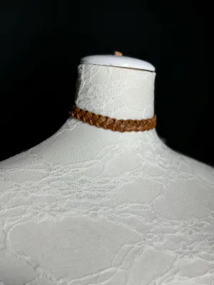 Plaited Tan Choker, Choker Necklace, Distressed Vegan choker, Handmade, Tan Colour Choker, Festival, Elegant, Unsual, Exclusive FAN Design