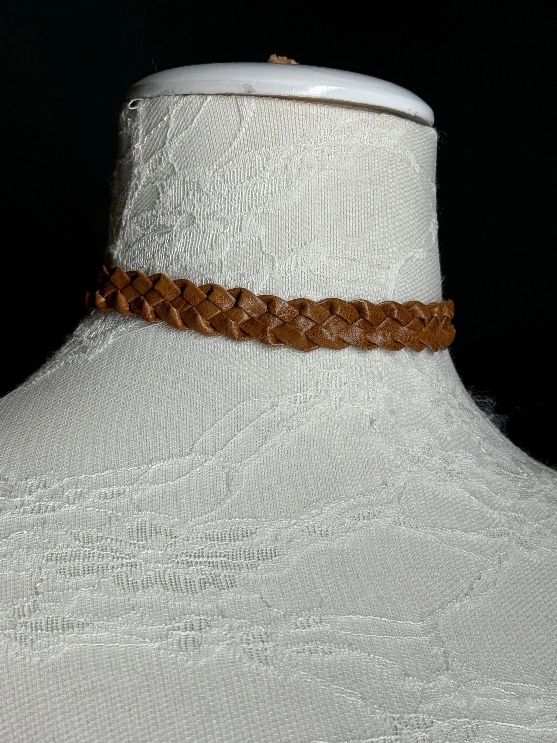 Plaited Tan Choker, Choker Necklace, Distressed Vegan choker, Handmade, Tan Colour Choker, Festival, Elegant, Unsual, Exclusive FAN Design