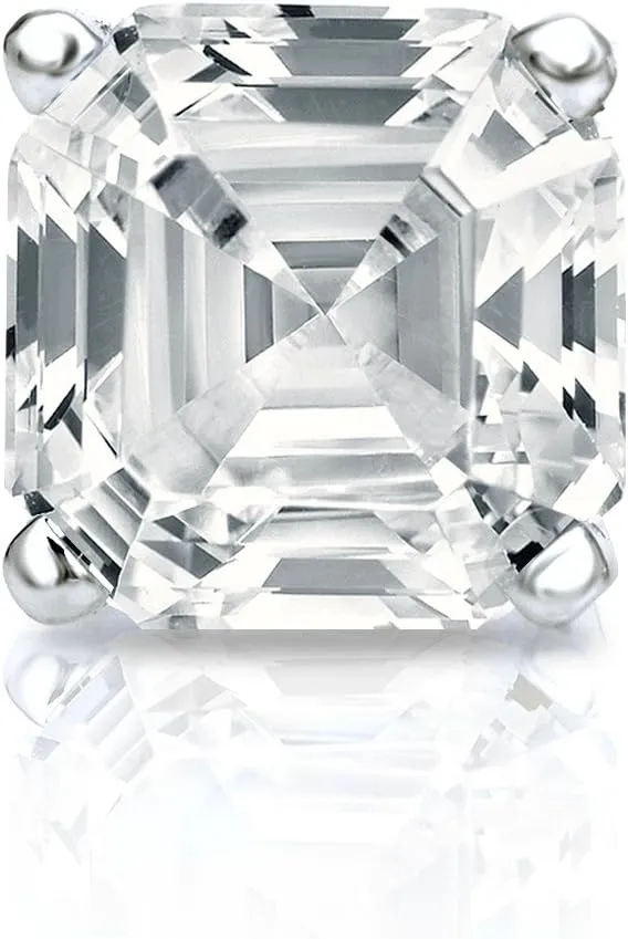 Platinum 4-Prong Basket Asscher Cut Diamond SINGLE STUD Earring (1/4 cttw, H-I, I1-I2) screw back