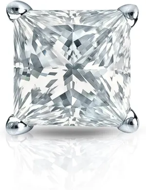 Platinum 4-Prong Basket Princess-Cut Diamond SINGLE STUD Earring (1/2 cttw, G-H, VS2-SI1)