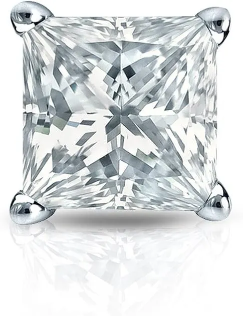 Platinum 4-Prong Basket Princess-Cut Diamond SINGLE STUD Earring (1/2 cttw, G-H, VS2-SI1)
