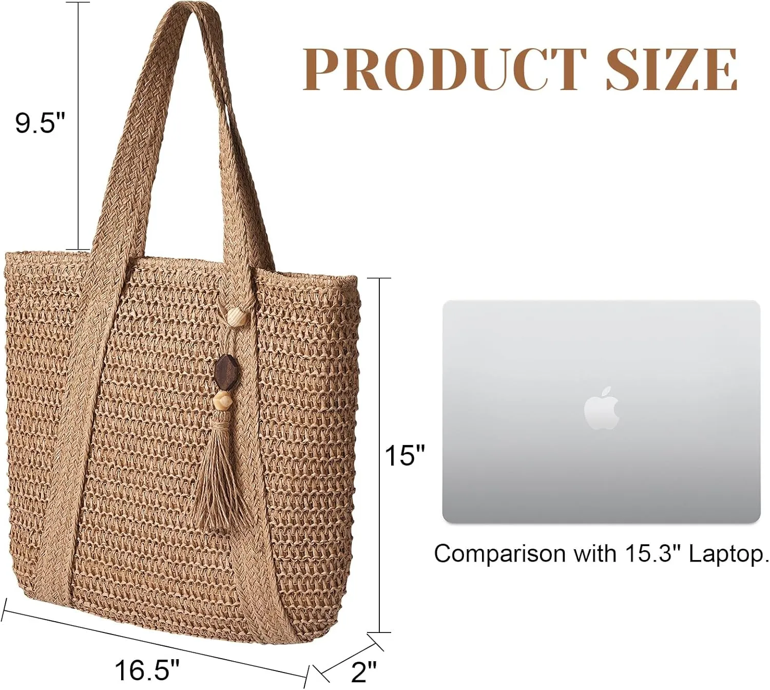 Pleneal Straw Beach Bags for Women - Women Beach Handmade Woven Tote Bag, Summer Mesh Hollow Shoulder Bag for Holiday