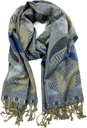 Plum Feathers Tapestry Ethnic Jacquard Paisley Pattern Pashmina Scarf