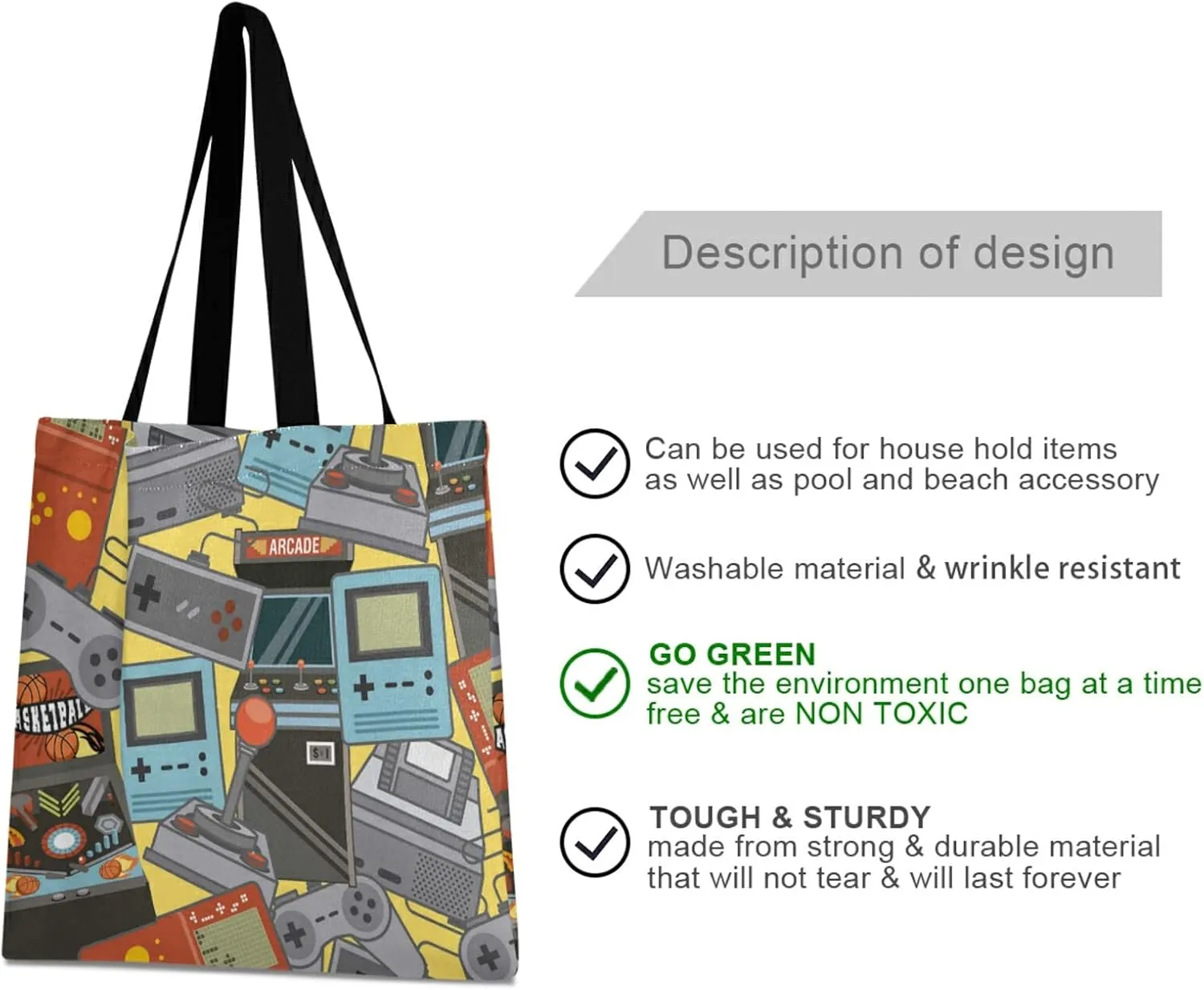 Poeticcity Women Grocery Tote Bag, Canvas Shoulder Bags, Women Handbag for Outdoors