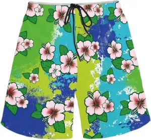 Polynesian Style Print Running Shorts for Men Gym Shorts Boho Clothes Polynesian Hibiscus Pattern Custom Beach Short