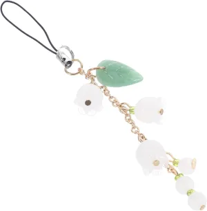 POPETPOP Elegant Phone Charm Lanyard Beautiful Floral Phone Hanging Decor Pendant for Handbag Stylish Keychain Pendant for Women Jade Accents