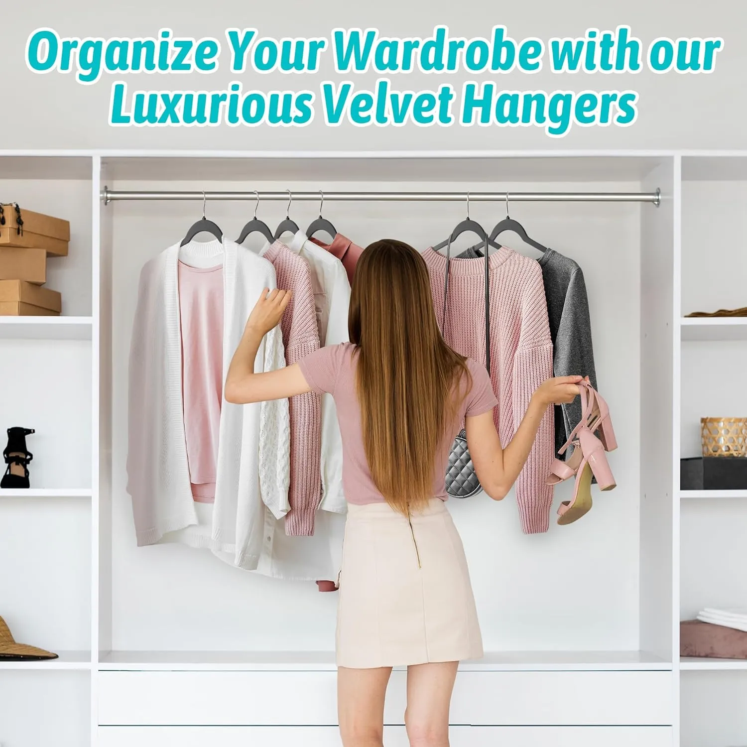 Premium Velvet Hangers 30 Pack - Space-Saving Closet Organizer for Clothes, Non-Slip Flocked Design, Ideal for Shirts and Coats (Black)