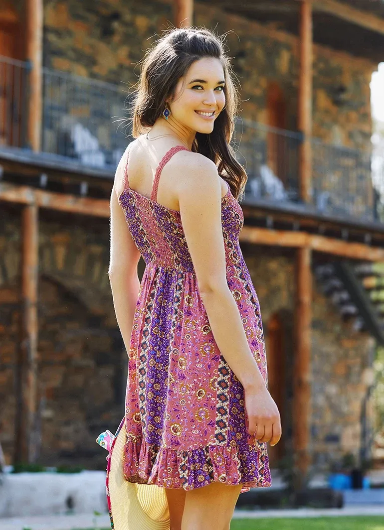 PRINTED LACE STRAPS DRESS