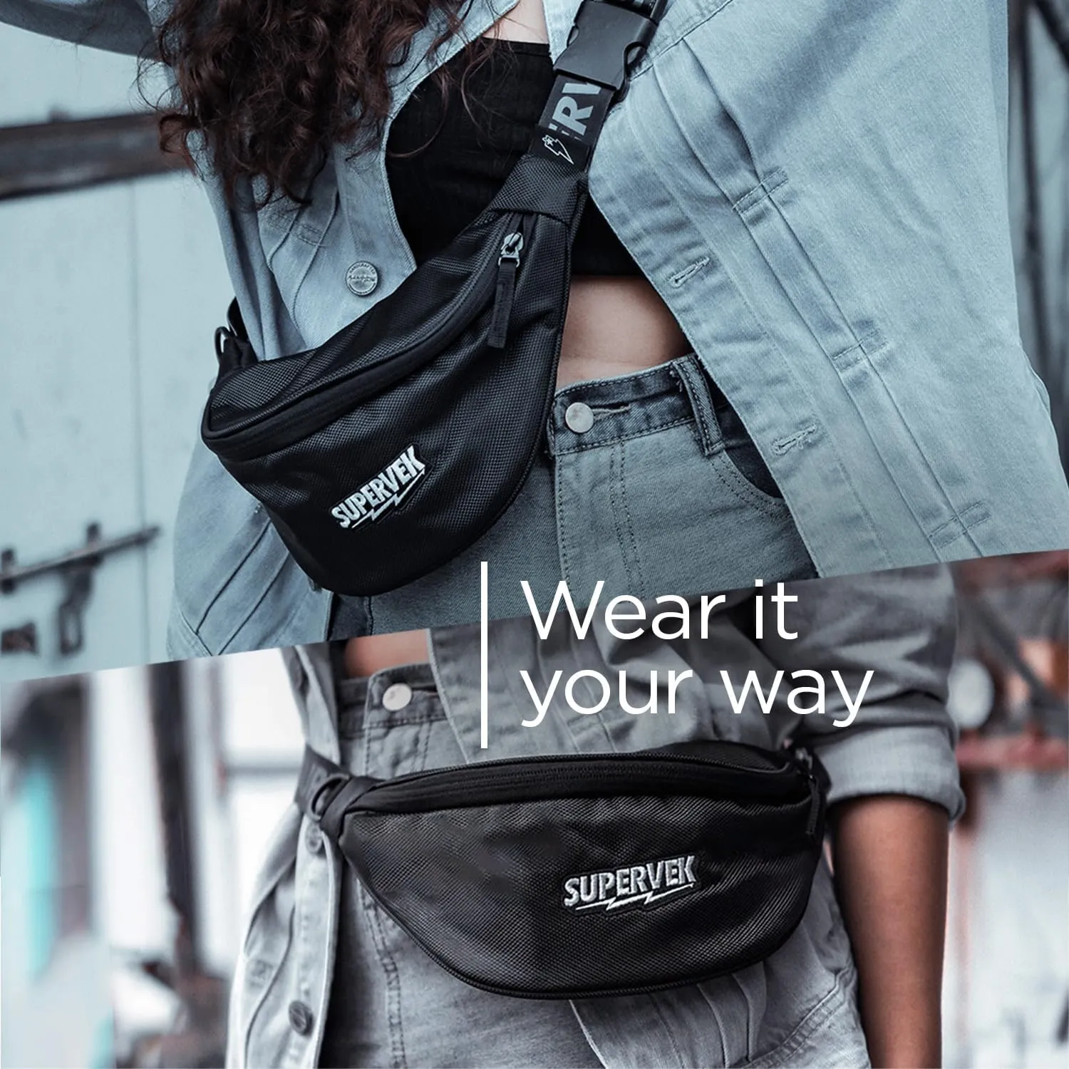 PRO Fanny Pack for Men Women - YKK Waterproof Zipper & Fabric, Crossbody Bag Waist Pack, Belt Bag for Travel Running Outdoor Hiking Cycling - Carry Any Phone, Wallet - Sticker Bomb