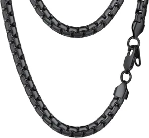 PROSTEEL Stylish Stainless Steel Round Link Chain Necklace for Men, 2mm/4mm/6mm. Silver/Gold/Black Tone, Hypoallergenic Jewelry, 14"-30", Come with Box