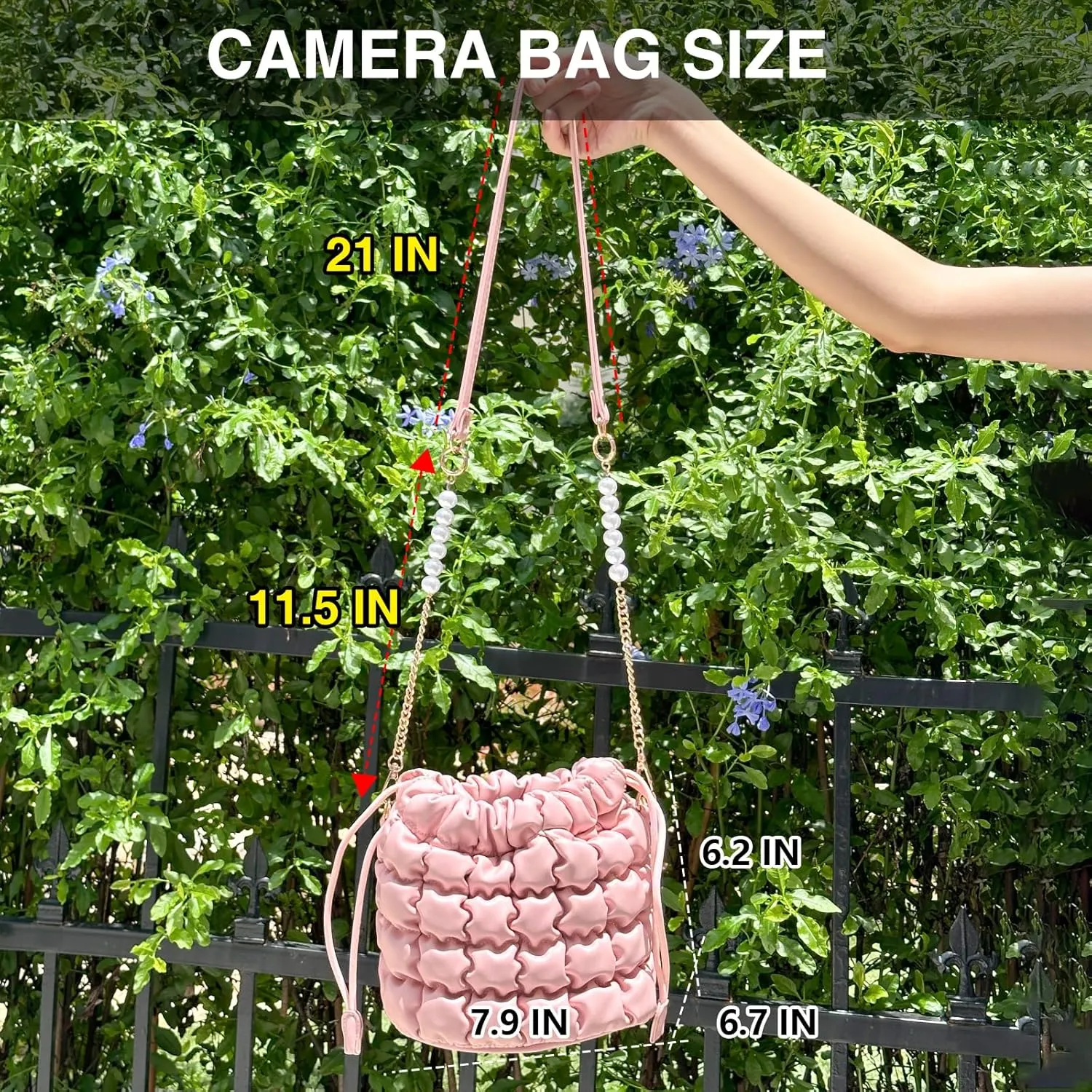 Protective Case Kids Camera Case for Fujifilm Instax Mini 12/11/99/SE/7 /EVO/LiPlay SQ Instant Camera, Children Digital Video Camera Bag with Removable Pearl Chain Strap (Pink Cloud Puffs)