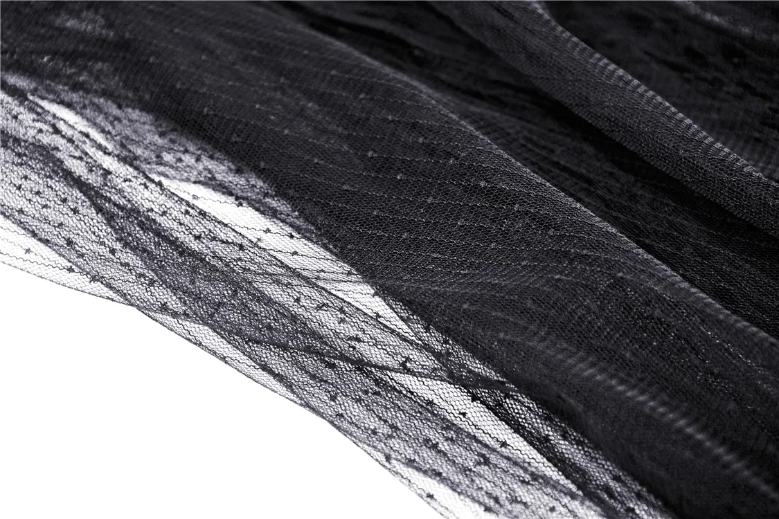 Punk tasseled mesh see-through long skirt KW167