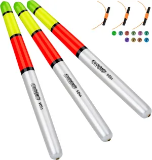 QualyQualy Fishing Floats, Weighted Catfish Pole Floats, High Visibility Wood Pole Fishing Float for Catfish Pike 7IN 10IN 12IN, 3PCS