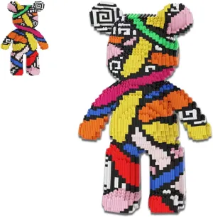 Rainbow Graffiti Bear Micro Building Blocks Set(3688Pieces) Animal Winktoys Blocks Bear Building Blocks Gift for Adult and Kid