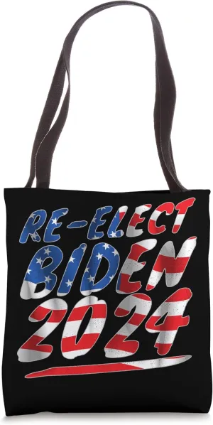 Re-Elect Joe Biden 2024 Democrats Vintage USA Flag Tote Bag