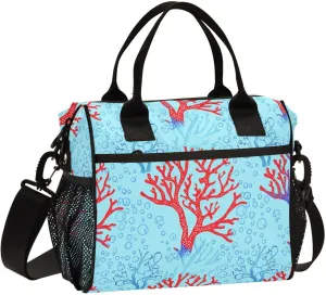 Reef Rhythm Pattern Lunch Bag, Large Capacity Insulated Bag, Lunch Box for Women, Reusable Insulated Lunch Box, Container for Office Work Picnic or Travel