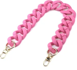 Removable Handbag Chain Straps Acrylic Purse Chain Fishbone Shape Resin Bag Handle Replacement for Shoulder Bag Crossbody Bag, with Double Buckles (Dark Pink, 45cm/17.72")