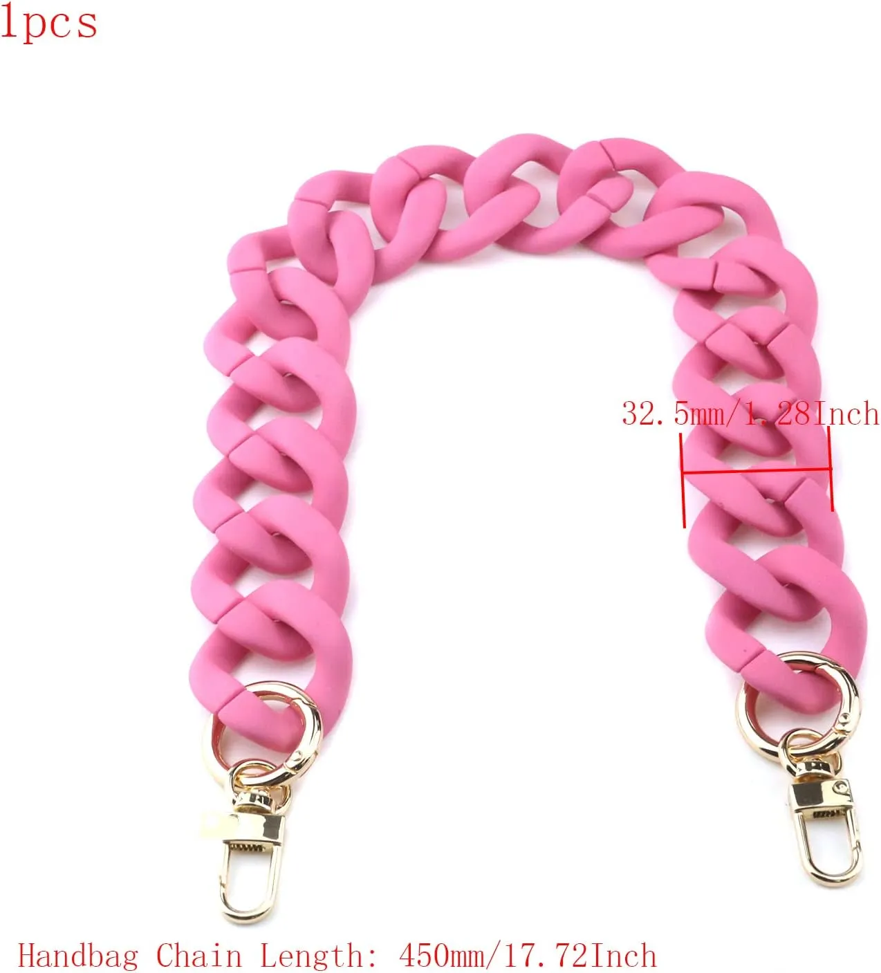 Removable Handbag Chain Straps Acrylic Purse Chain Fishbone Shape Resin Bag Handle Replacement for Shoulder Bag Crossbody Bag, with Double Buckles (Dark Pink, 45cm/17.72")