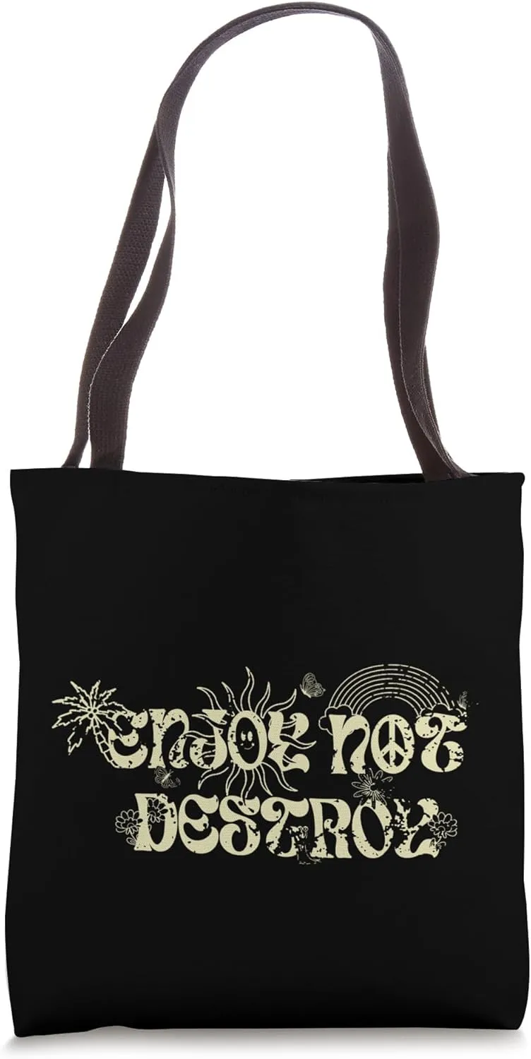 Retro Boho Hippie/Environmentally Friendly/Enjoy Not Destroy Tote Bag